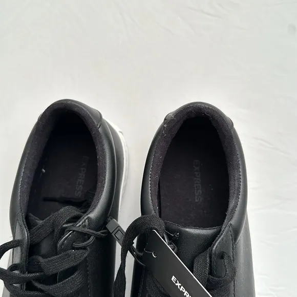 Express black leather low top sneakers