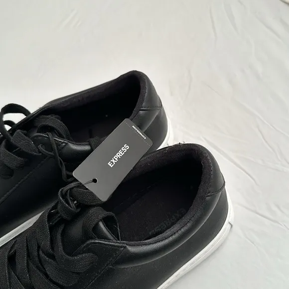Express black leather low top sneakers