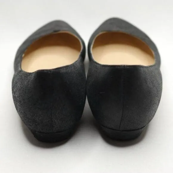Faconnable Women's Size 7.5 Black Leather Slip On Almond Toe Flats