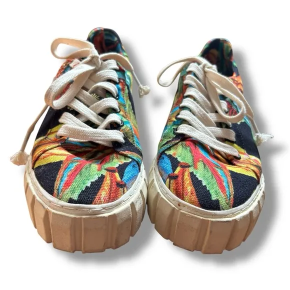Farm Rio Black Multicolor Banana Platform Sneakers - Size 9.5 Women's