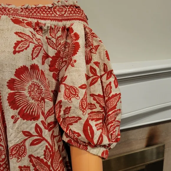 Farm Rio Mixed Pineapple Garden off the shoulder mini Dress.