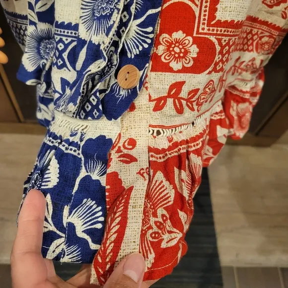 Farm Rio Mixed Pineapple Garden off the shoulder mini Dress.