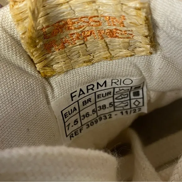 FARM RIO Straw Platform Low-top Sneakers Palha Size 7.5