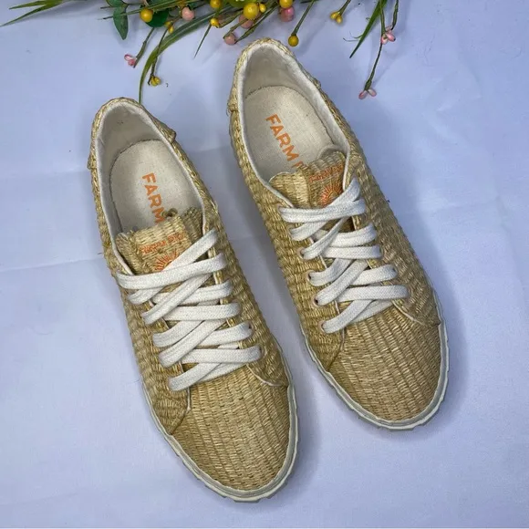 FARM RIO Straw Platform Low-top Sneakers Palha Size 7.5
