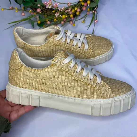 FARM RIO Straw Platform Low-top Sneakers Palha Size 7.5