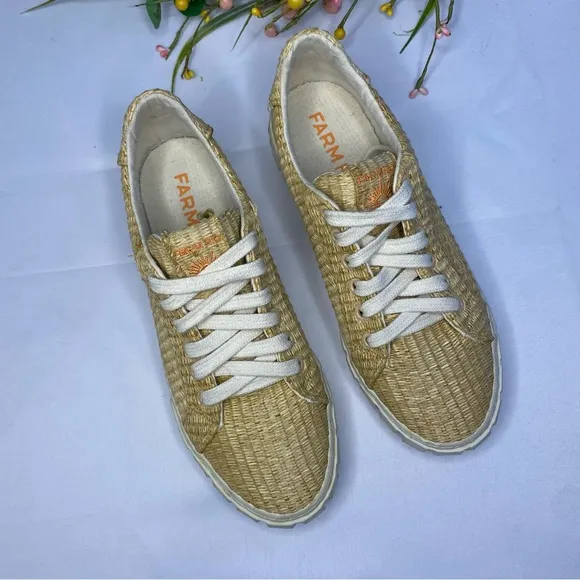 FARM RIO Straw Platform Low-top Sneakers Palha Size 7.5