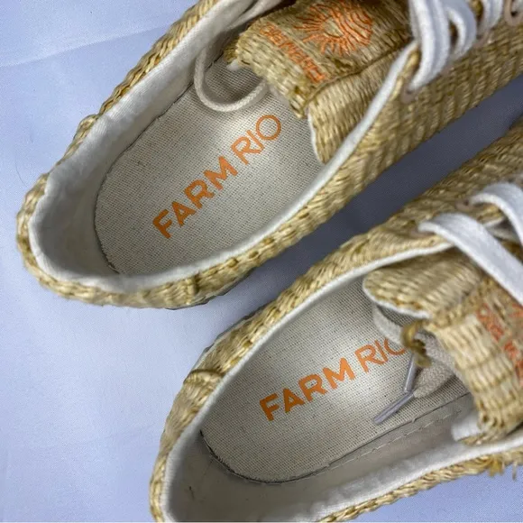 FARM RIO Straw Platform Low-top Sneakers Palha Size 7.5