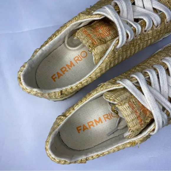 FARM RIO Straw Platform Low-top Sneakers Palha Size 7.5