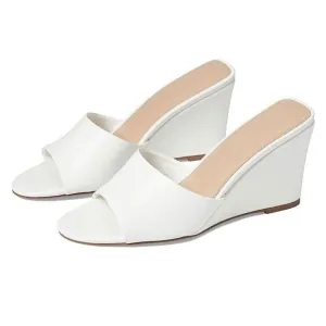 Faryl By Farylrobin Skye Sandals Women's US 12 White Slip On Wedge Heel KHD836