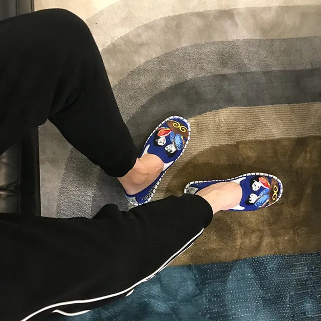 Fashion Women Men Flats Shoes Woman Man Canvas Light Hard-Wearing Rubber Canvas Embroidered Shoes Harajuku Espadrilles Loafers