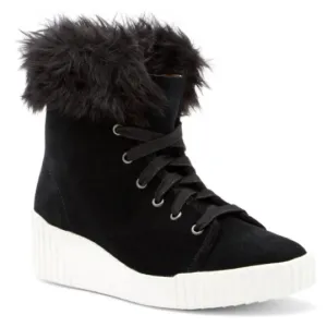 Faux fur Bettye black suede wedge boot sneaker
