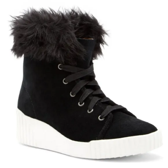 Faux fur Bettye black suede wedge boot sneaker