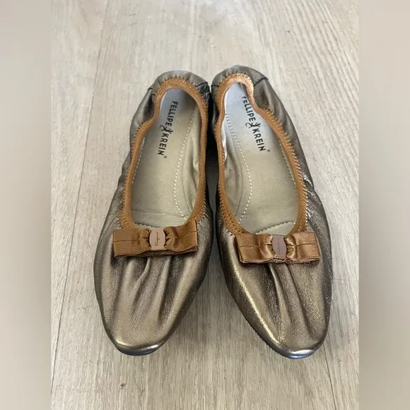 Fellipe Krein Designer Ballet Flats – Metallic Bronze – Size 8