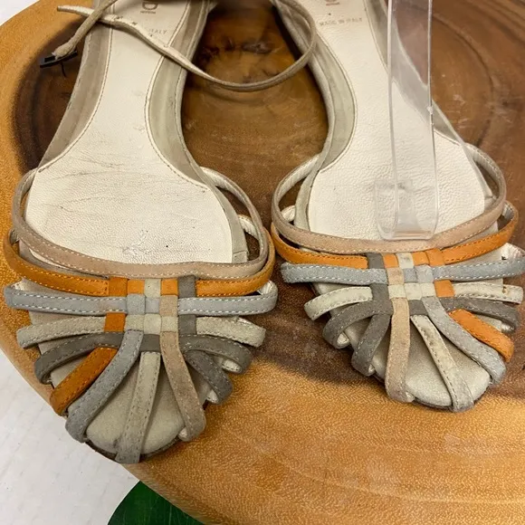 FENDI Leather Multi Color Neutral Multi Strap Ankle Strap Sandals