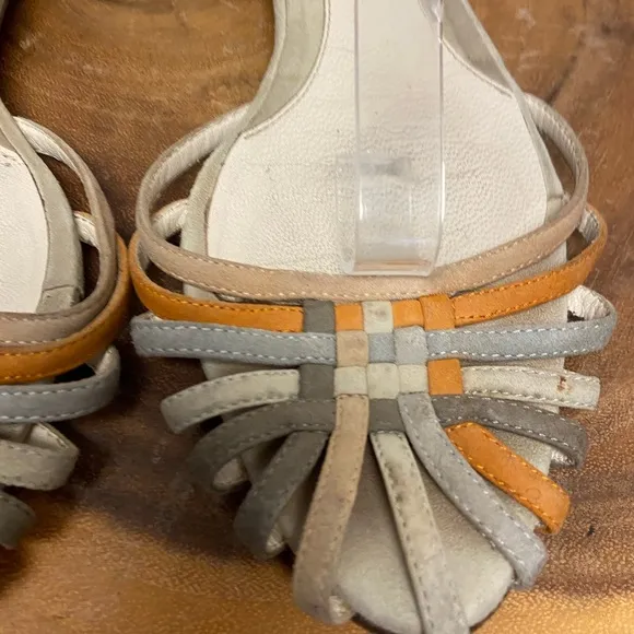 FENDI Leather Multi Color Neutral Multi Strap Ankle Strap Sandals