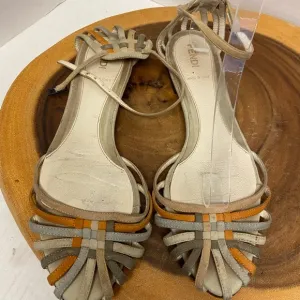 FENDI Leather Multi Color Neutral Multi Strap Ankle Strap Sandals