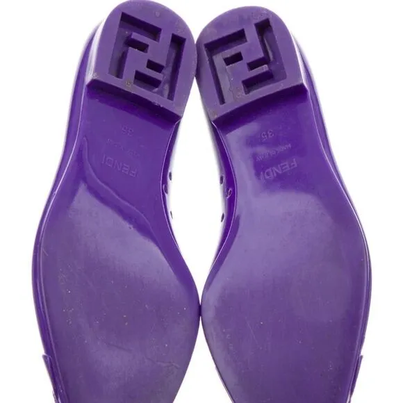 FENDI Purple Rubber Peep Toe Ballet Flats Size 5