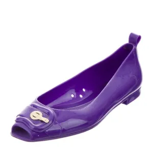 FENDI Purple Rubber Peep Toe Ballet Flats Size 5