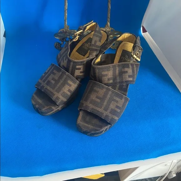 FENDI Scarpe Zucca wedge sandals Fendi sandals Zucca pattern resoled  4 US