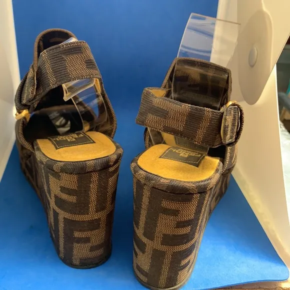 FENDI Scarpe Zucca wedge sandals Fendi sandals Zucca pattern resoled  4 US