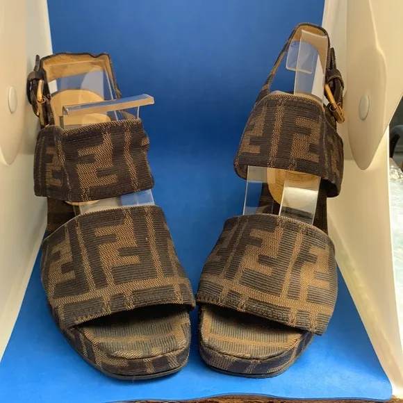 FENDI Scarpe Zucca wedge sandals Fendi sandals Zucca pattern resoled  4 US
