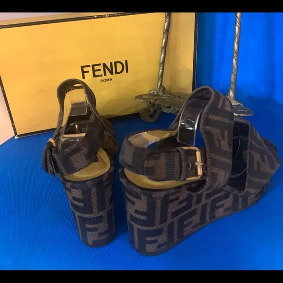 FENDI Scarpe Zucca wedge sandals Fendi sandals Zucca pattern resoled  4 US