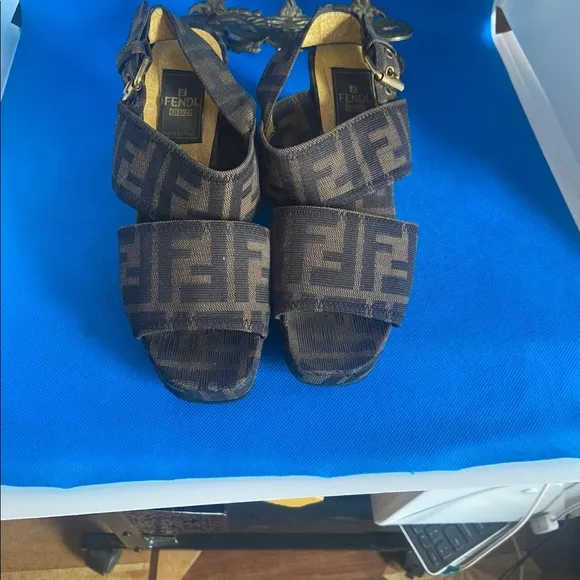 FENDI Scarpe Zucca wedge sandals Fendi sandals Zucca pattern resoled  4 US