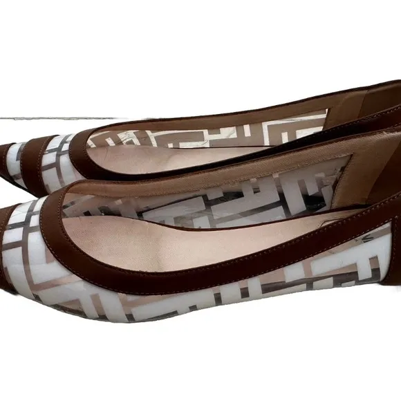 Fendi Zucca FF Logo PVC Leather Ballet Flats Colibri Brown EU 36.5 / US 6