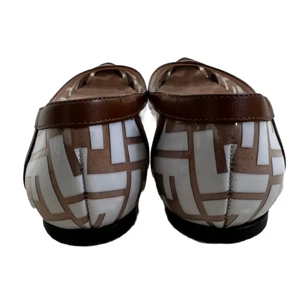 Fendi Zucca FF Logo PVC Leather Ballet Flats Colibri Brown EU 36.5 / US 6