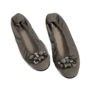 Ferca 81 Leather Ballerina Flats Jeweled Toe 38