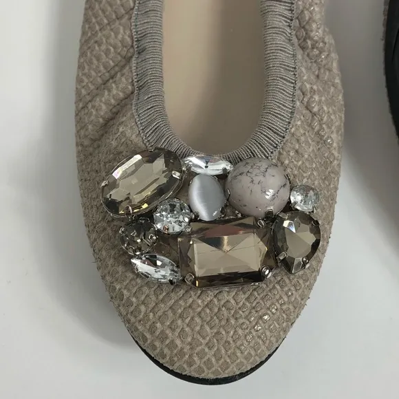 Ferca 81 Leather Ballerina Flats Jeweled Toe 38
