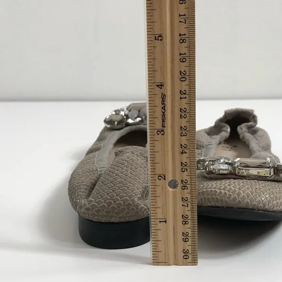 Ferca 81 Leather Ballerina Flats Jeweled Toe 38