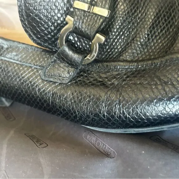 Ferragamo dress shoe horsebit loafers Silver buckle logo shoes driving s…