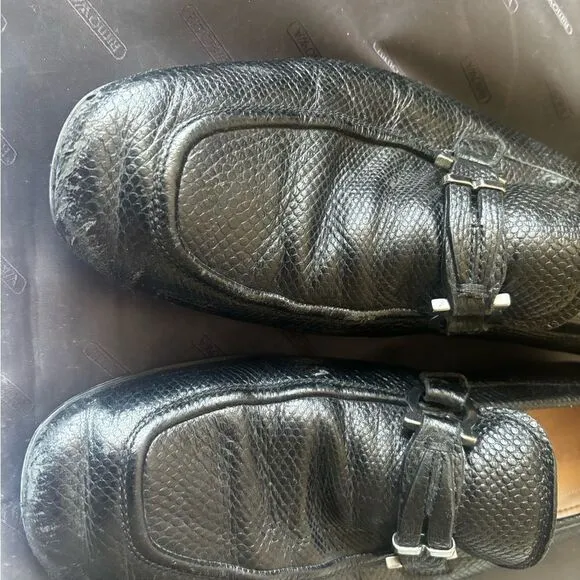 Ferragamo dress shoe horsebit loafers Silver buckle logo shoes driving s…