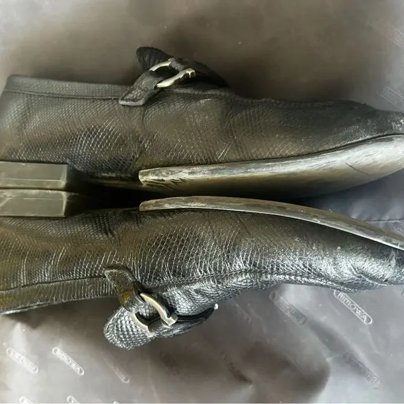 Ferragamo dress shoe horsebit loafers Silver buckle logo shoes driving s…