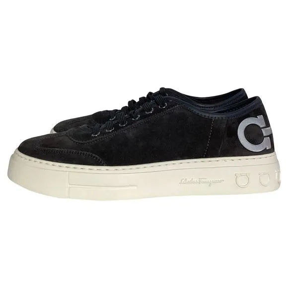 Ferragamo Truman Platform Sneakers in Black Suede