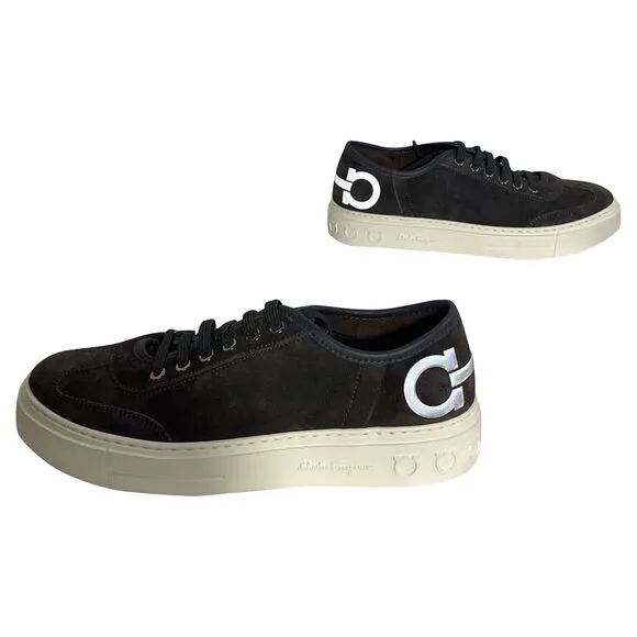 Ferragamo Truman Platform Sneakers in Black Suede