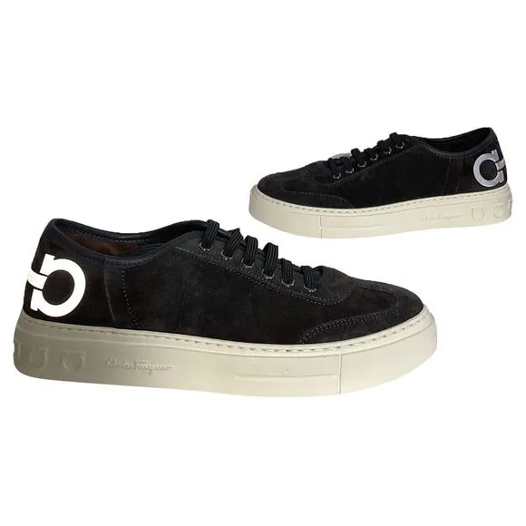Ferragamo Truman Platform Sneakers in Black Suede
