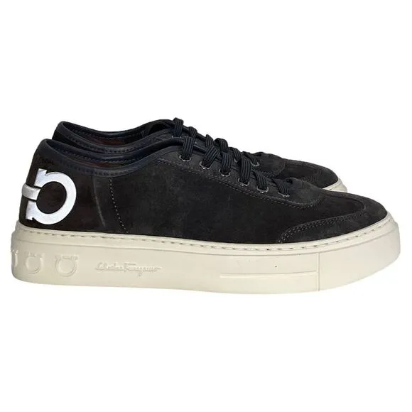 Ferragamo Truman Platform Sneakers in Black Suede