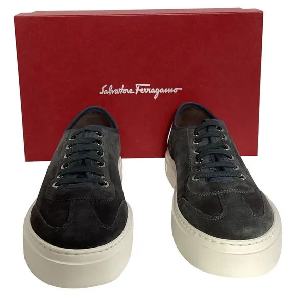 Ferragamo Truman Platform Sneakers in Black Suede