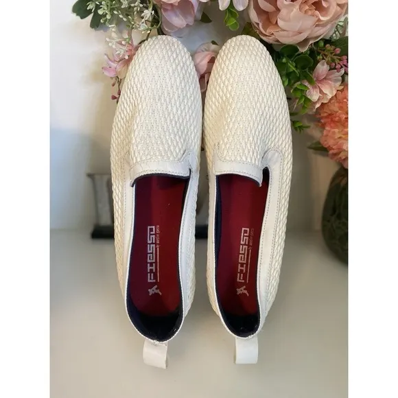 Fiesso by Aurelio‎ Garcia White Woven Men Loafers Slip On Moccasin Shoes Size 11