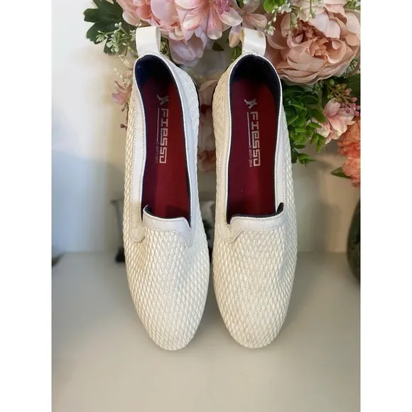 Fiesso by Aurelio‎ Garcia White Woven Men Loafers Slip On Moccasin Shoes Size 11