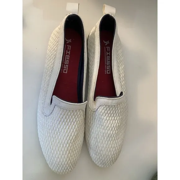 Fiesso by Aurelio‎ Garcia White Woven Men Loafers Slip On Moccasin Shoes Size 11
