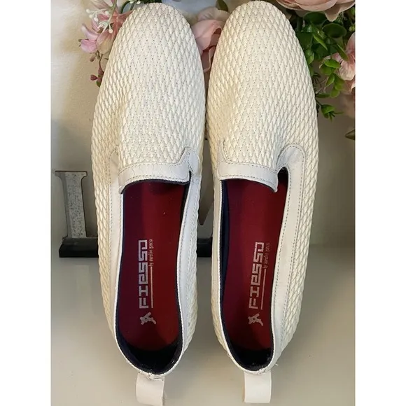 Fiesso by Aurelio‎ Garcia White Woven Men Loafers Slip On Moccasin Shoes Size 11