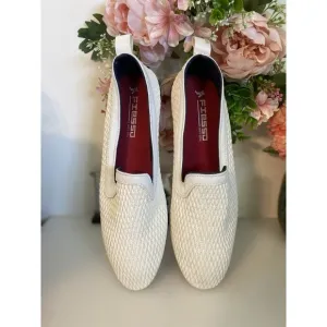 Fiesso by Aurelio‎ Garcia White Woven Men Loafers Slip On Moccasin Shoes Size 11