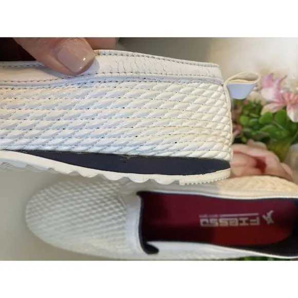 Fiesso by Aurelio‎ Garcia White Woven Men Loafers Slip On Moccasin Shoes Size 11