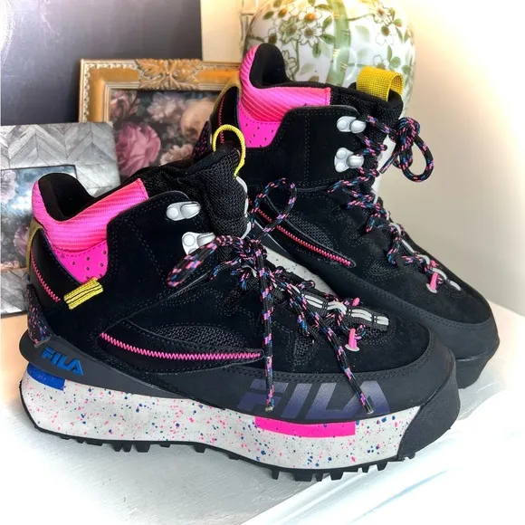 Fila Renno Multi Trekking platform sneakers hot pink and black