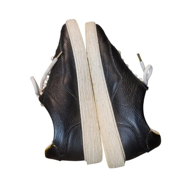 Filling Pieces Men's Pebbled Leather Low Top Black Sneakers Size 42 US 9.5