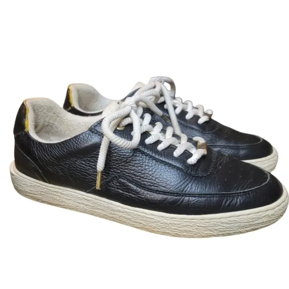 Filling Pieces Men's Pebbled Leather Low Top Black Sneakers Size 42 US 9.5