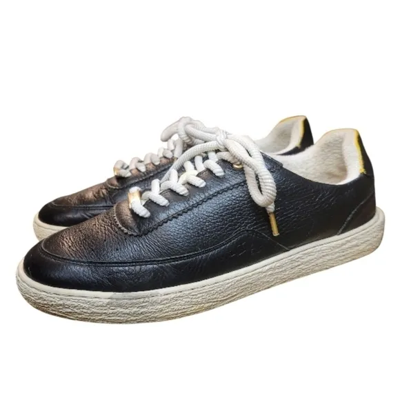 Filling Pieces Men's Pebbled Leather Low Top Black Sneakers Size 42 US 9.5